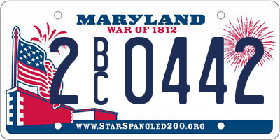 MD license plate 2BC0442