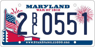 MD license plate 2BC0551