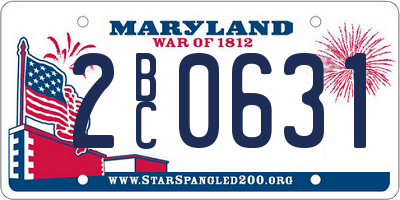 MD license plate 2BC0631