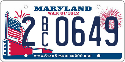 MD license plate 2BC0649