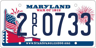 MD license plate 2BC0733