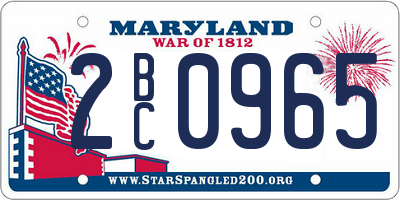 MD license plate 2BC0965