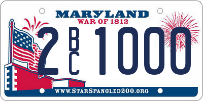 MD license plate 2BC1000