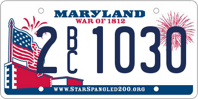 MD license plate 2BC1030