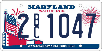 MD license plate 2BC1047
