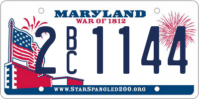 MD license plate 2BC1144