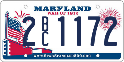 MD license plate 2BC1172