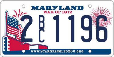 MD license plate 2BC1196