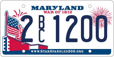 MD license plate 2BC1200