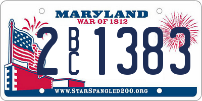 MD license plate 2BC1383