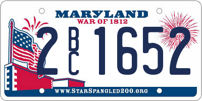 MD license plate 2BC1652