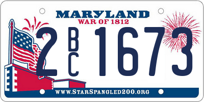 MD license plate 2BC1673
