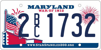 MD license plate 2BC1732