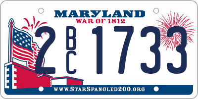MD license plate 2BC1733