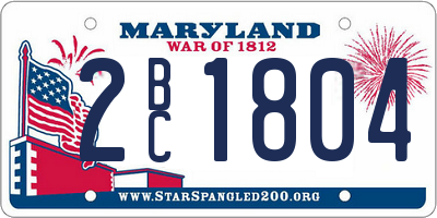 MD license plate 2BC1804