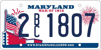 MD license plate 2BC1807