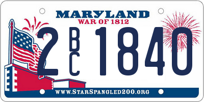 MD license plate 2BC1840