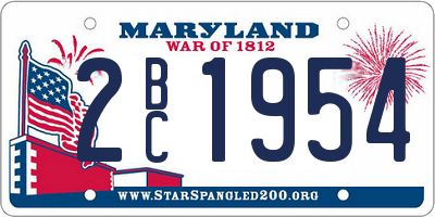 MD license plate 2BC1954