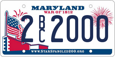 MD license plate 2BC2000