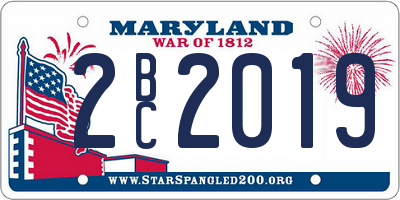 MD license plate 2BC2019