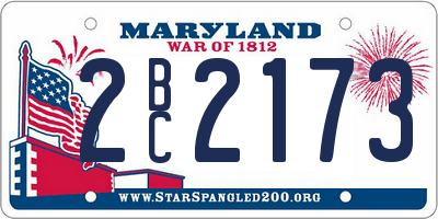 MD license plate 2BC2173