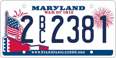 MD license plate 2BC2381
