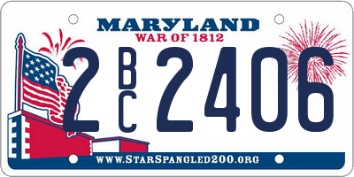 MD license plate 2BC2406