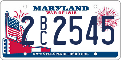 MD license plate 2BC2545