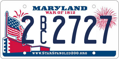 MD license plate 2BC2727