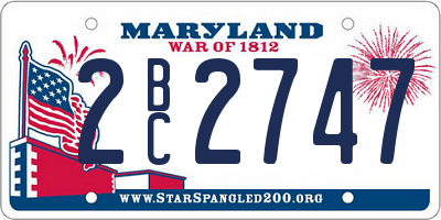 MD license plate 2BC2747