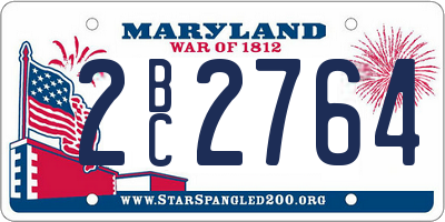 MD license plate 2BC2764