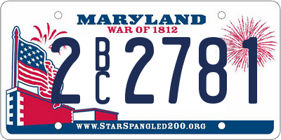 MD license plate 2BC2781