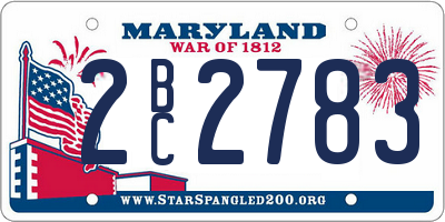 MD license plate 2BC2783
