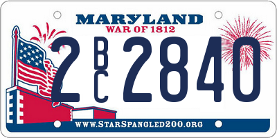 MD license plate 2BC2840