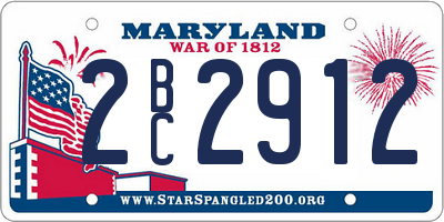 MD license plate 2BC2912