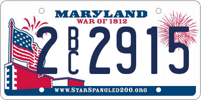 MD license plate 2BC2915