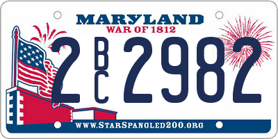 MD license plate 2BC2982