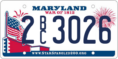 MD license plate 2BC3026