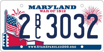 MD license plate 2BC3032