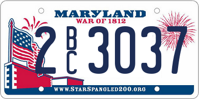 MD license plate 2BC3037