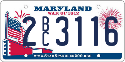 MD license plate 2BC3116