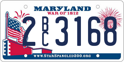 MD license plate 2BC3168