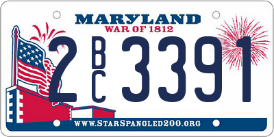 MD license plate 2BC3391