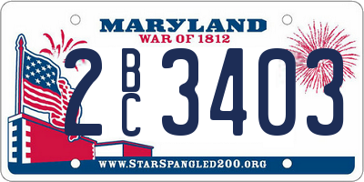 MD license plate 2BC3403