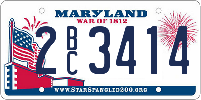MD license plate 2BC3414