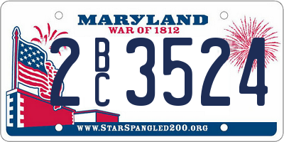 MD license plate 2BC3524