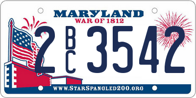 MD license plate 2BC3542