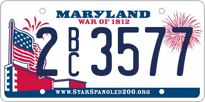 MD license plate 2BC3577