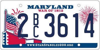 MD license plate 2BC3614