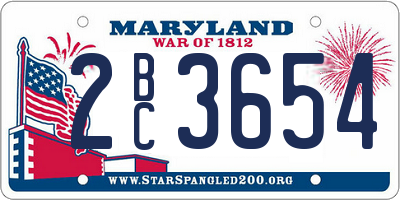 MD license plate 2BC3654